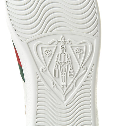 Gucci Calfskin Ayers Web Bee Star Embroidered Mens Ace Sneakers 8 White Green 9 of 11