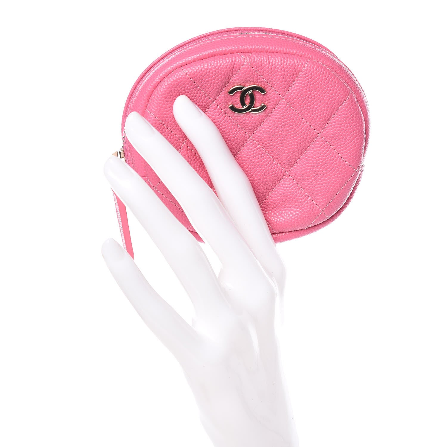 Chanel Iridescent Caviar Quilted Zip Around Classic Coin Purse Pink 2 of 9