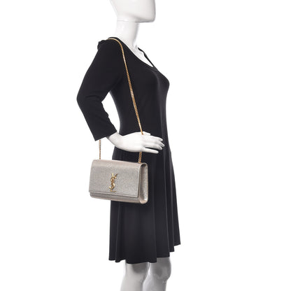Saint Laurent Metallic Calfskin Medium Classic Monogram Kate Satchel Gold 2 of 9