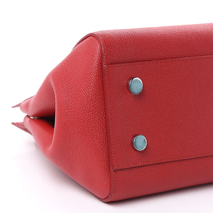 Saint Laurent Grained Calfskin Small Cabas Rive Gauche Red 8 of 14
