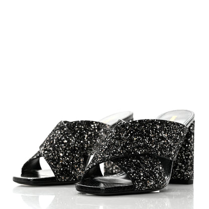 Saint Laurent Glitter LouLou 70 Mule Sandals 35.5 Black 3 of 9