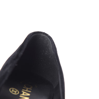 Chanel Velvet Satin Cap Toe Pearl Pumps 38 Black 14 of 15