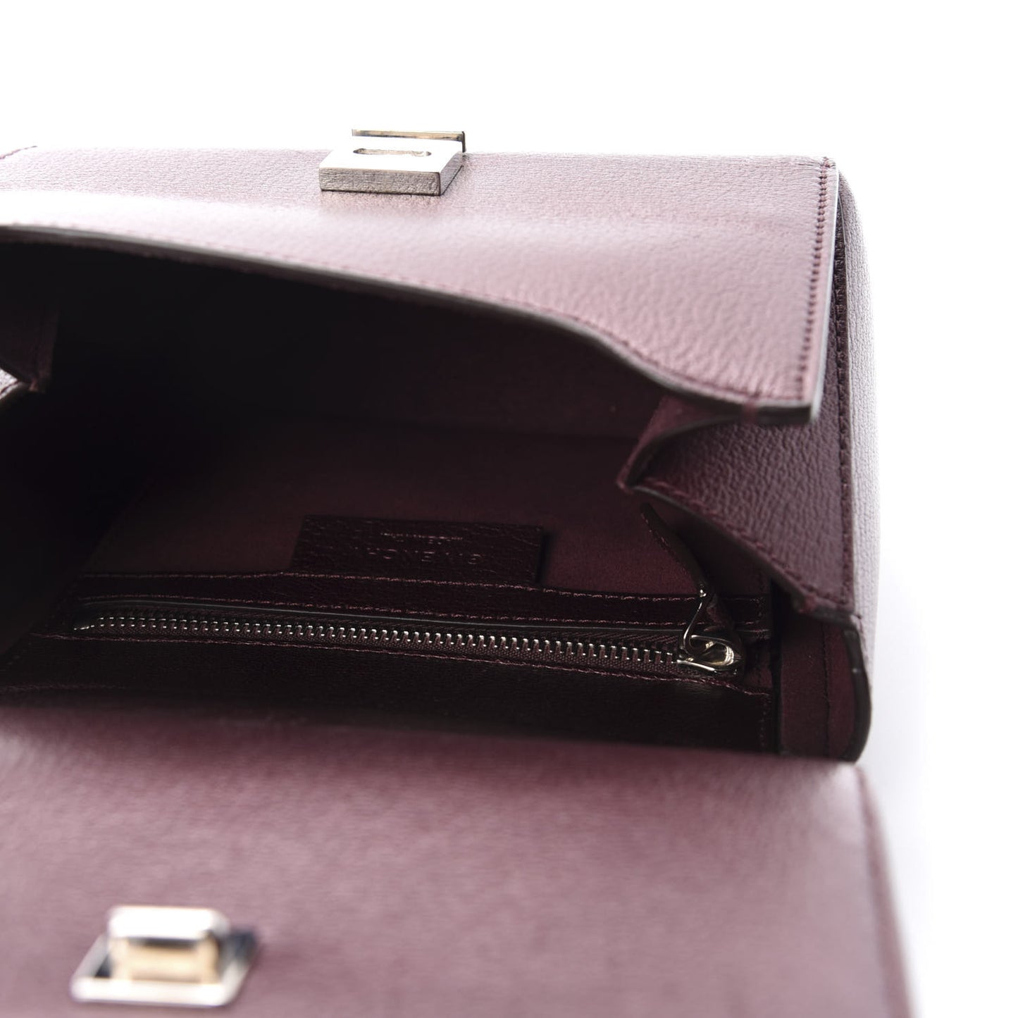 Textured Calfskin Mini Pandora Box Chain Crossbody Bag Oxblood