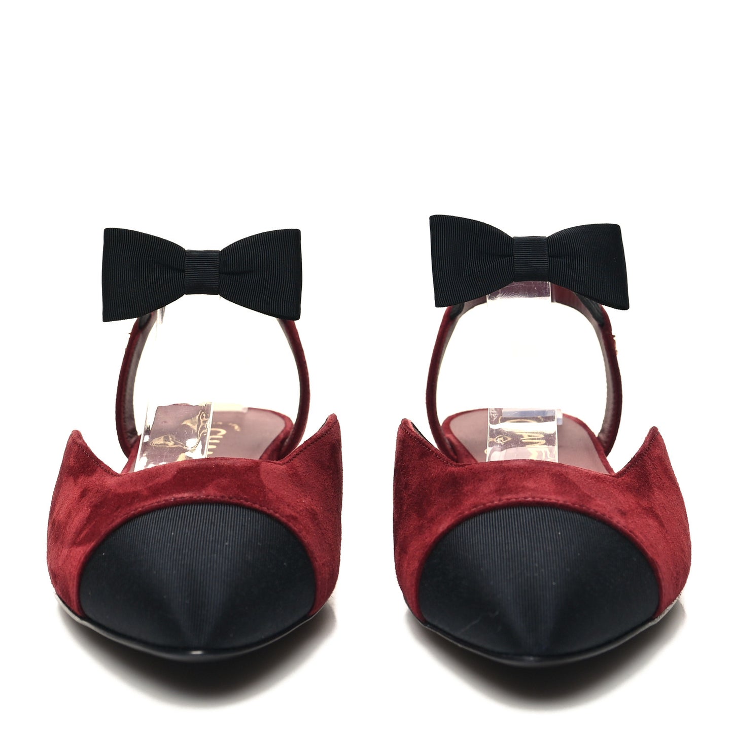 Grosgrain Suede Cap Toe CC Flats 36.5 Burgundy Black