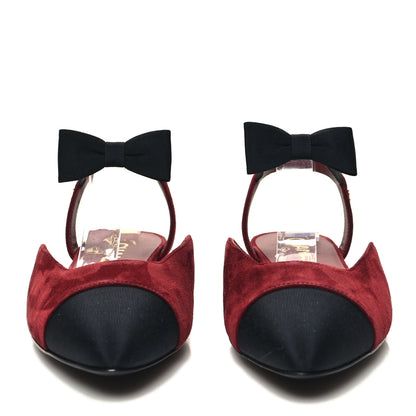 Chanel Grosgrain Suede Cap Toe CC Flats 36.5 Burgundy Black 2 of 8
