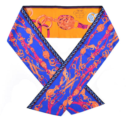 Hermes Silk Brides De Gala Maxi Twilly Orange Bleu Electrique Fuchsia 1 of 5