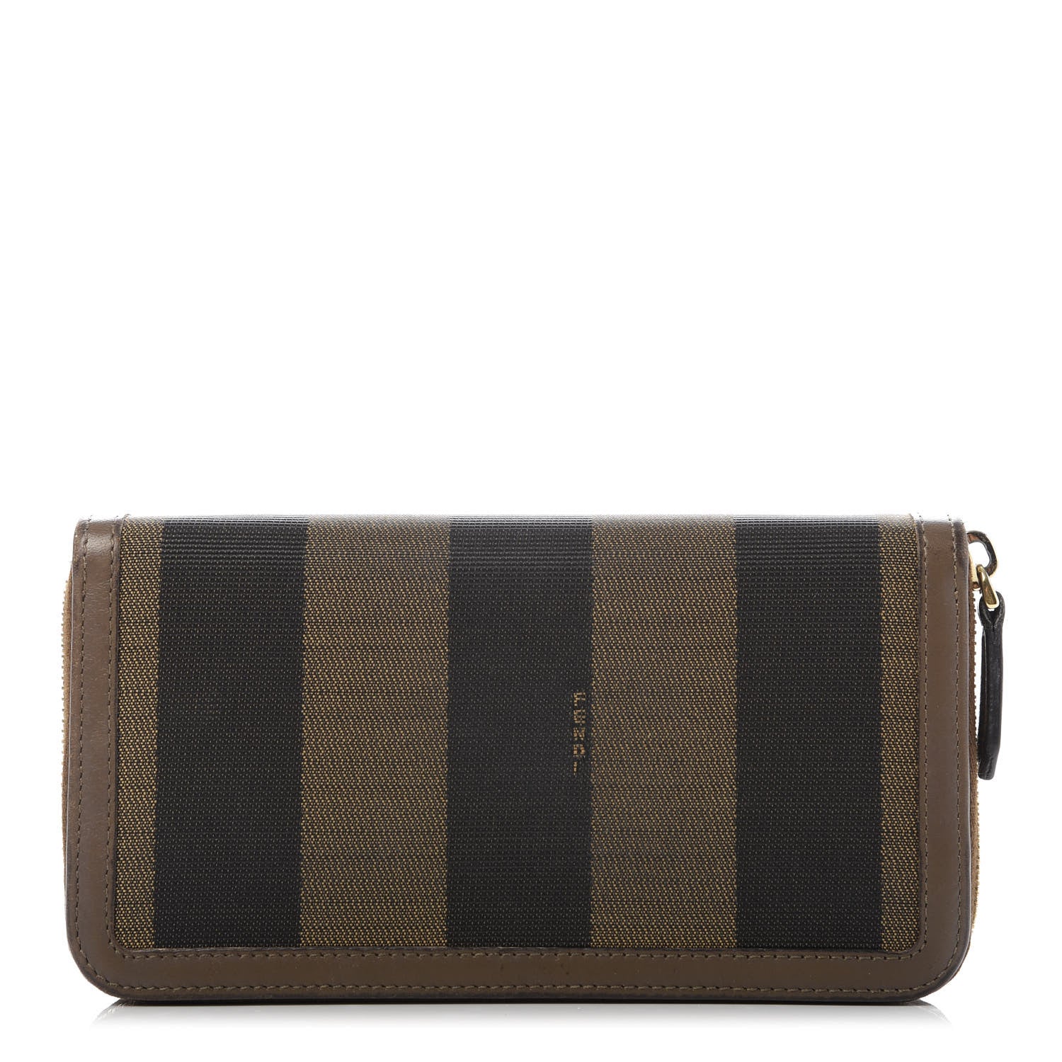Fendi Pequin Vitello Zip Around Wallet Tobacco Foresta 1 of 9