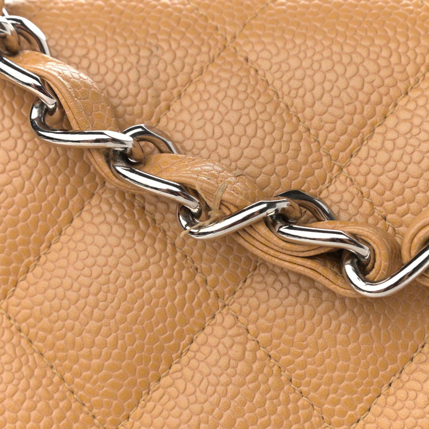 Caviar Quilted Jumbo Single Flap Beige