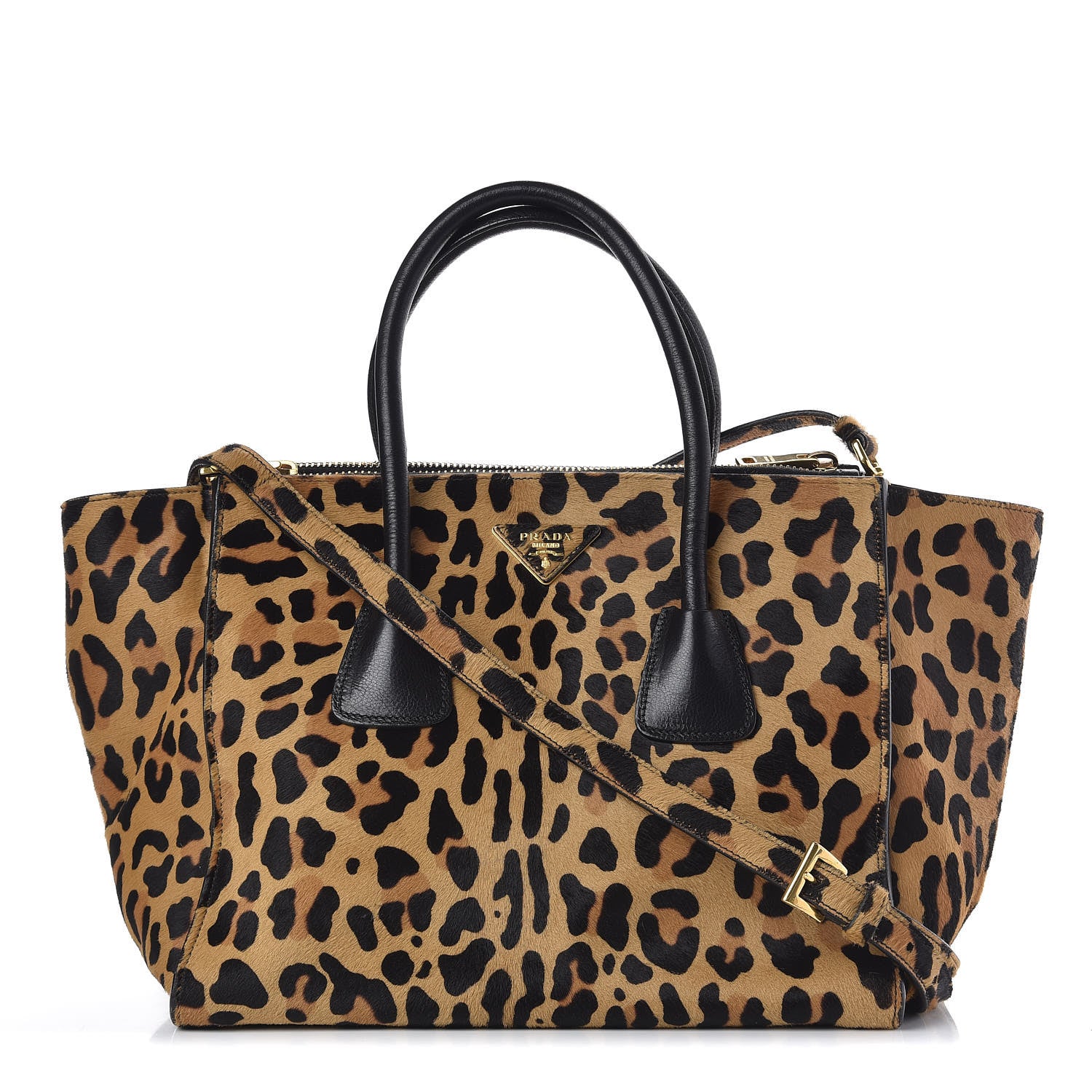 Prada Cavallino Leopard Print Twin Pocket Tote 1 of 11