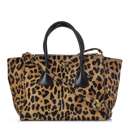 Prada Cavallino Leopard Print Twin Pocket Tote 1 of 11