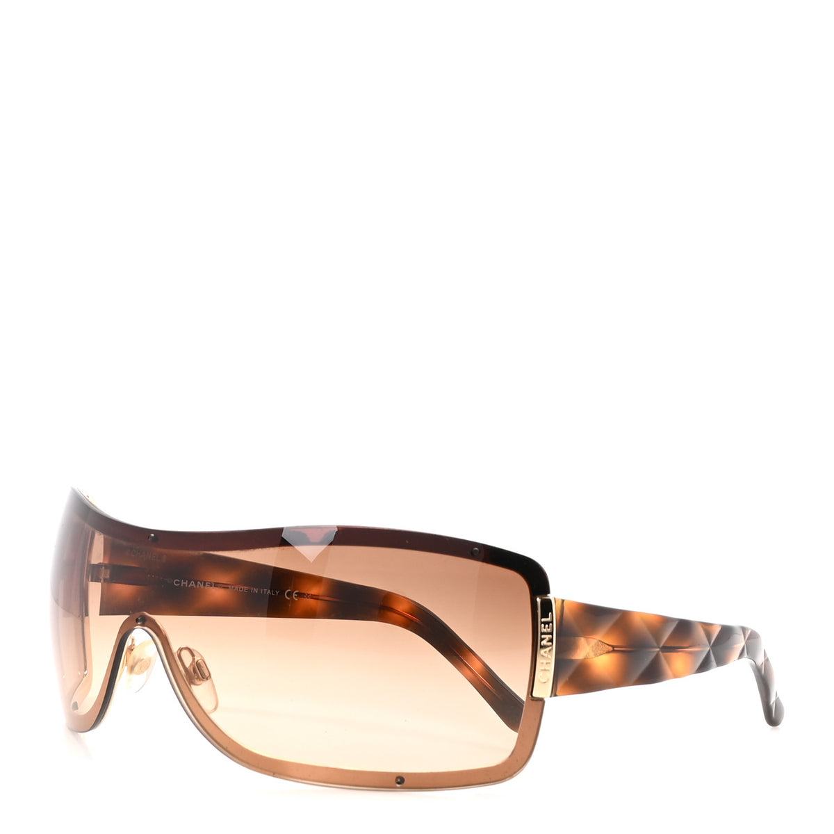 Chanel Quilted Shield Sunglasses 4126 Tortoise 1 of 7