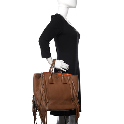 Prada Cervo Deerskin Fringe Tote Cammello 2 of 21