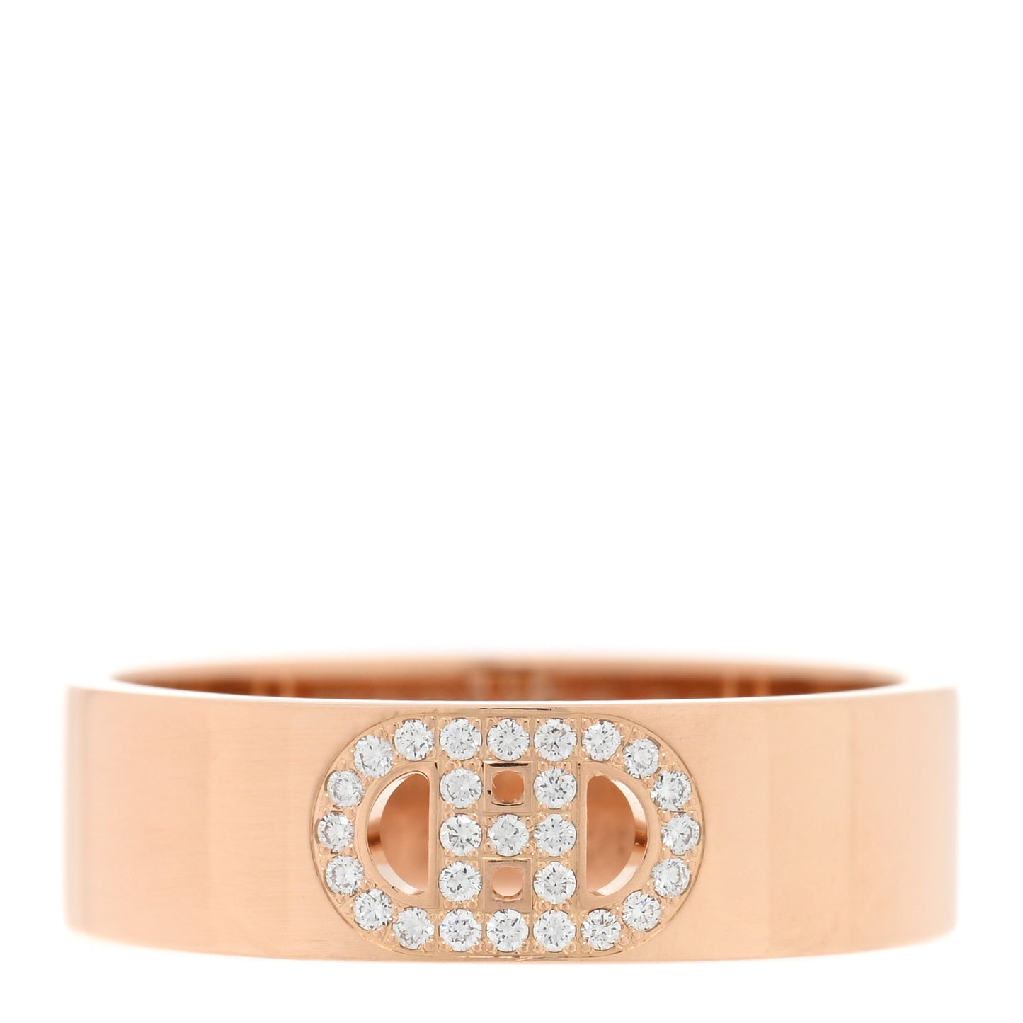 18K Gold Diamond PM H D'Ancre Ring 54 6.75