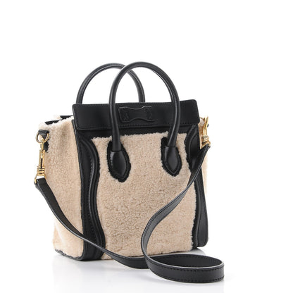 Celine Smooth Calfskin Shearling Nano Luggage Cream 3 of 11