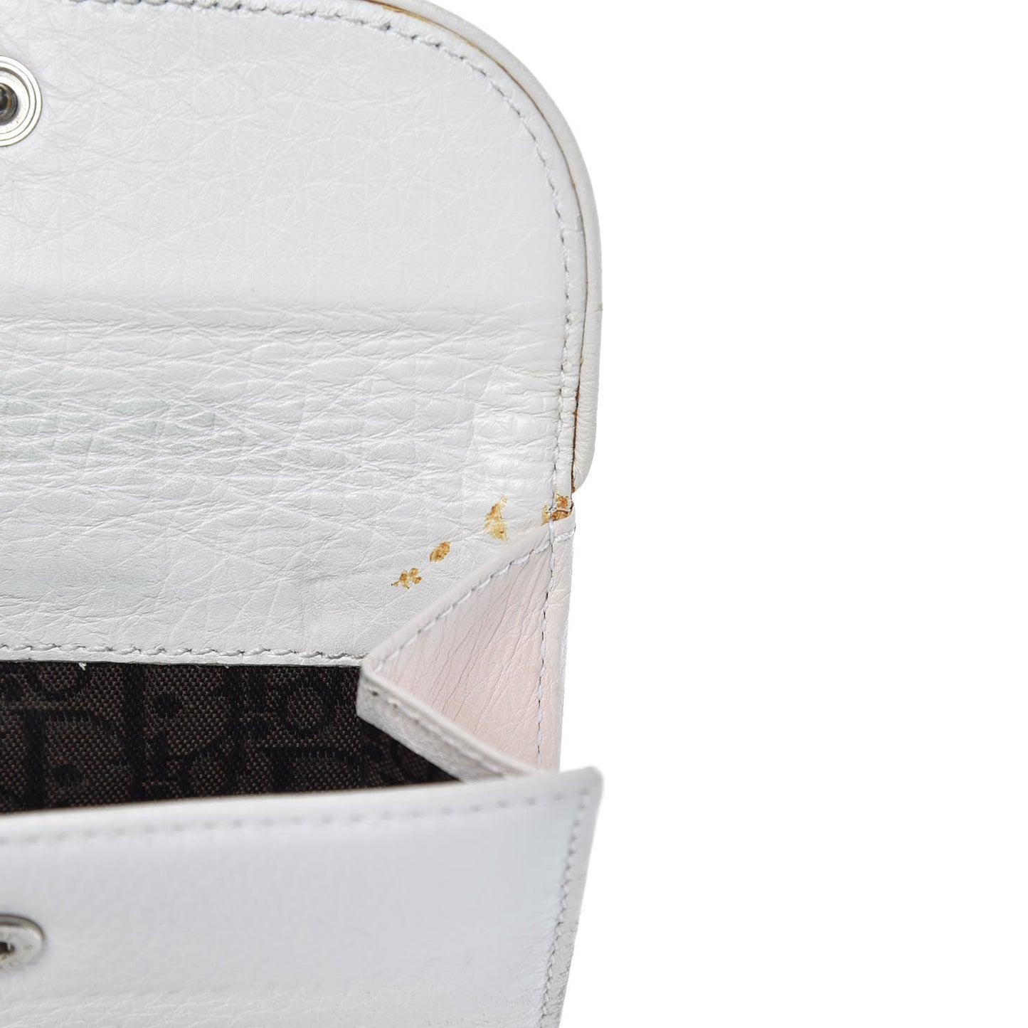 Calfskin Embroidered Romantic Flowers Saddle Compact Wallet White
