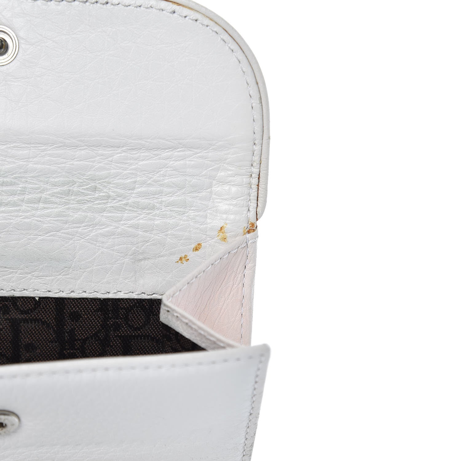Christian Dior Calfskin Embroidered Romantic Flowers Saddle Compact Wallet White 15 of 17