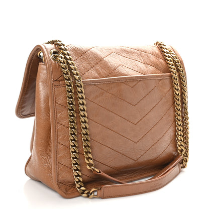 Saint Laurent Crinkled Calfskin Matelasse Monogram Medium Niki Chain Satchel Caramel 2 of 10