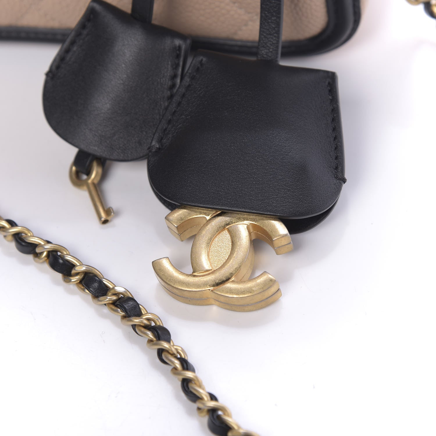 Chanel Caviar Quilted Small CC Filigree Vanity Case Beige Black 10 of 11