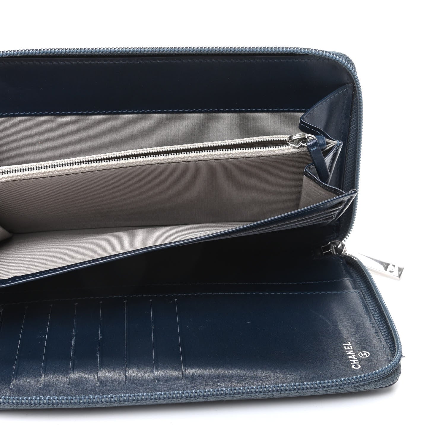 Chanel Caviar Large CC Timeless Zip Around Organizer Wallet Blue 6 of 11