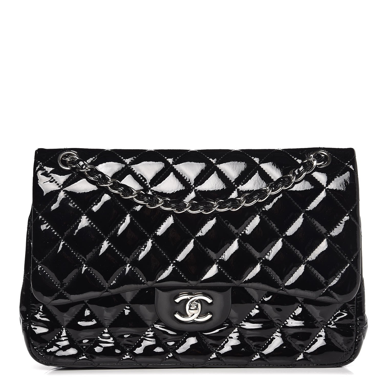 Chanel Patent Quilted Jumbo Double Flap Black 1 of 9