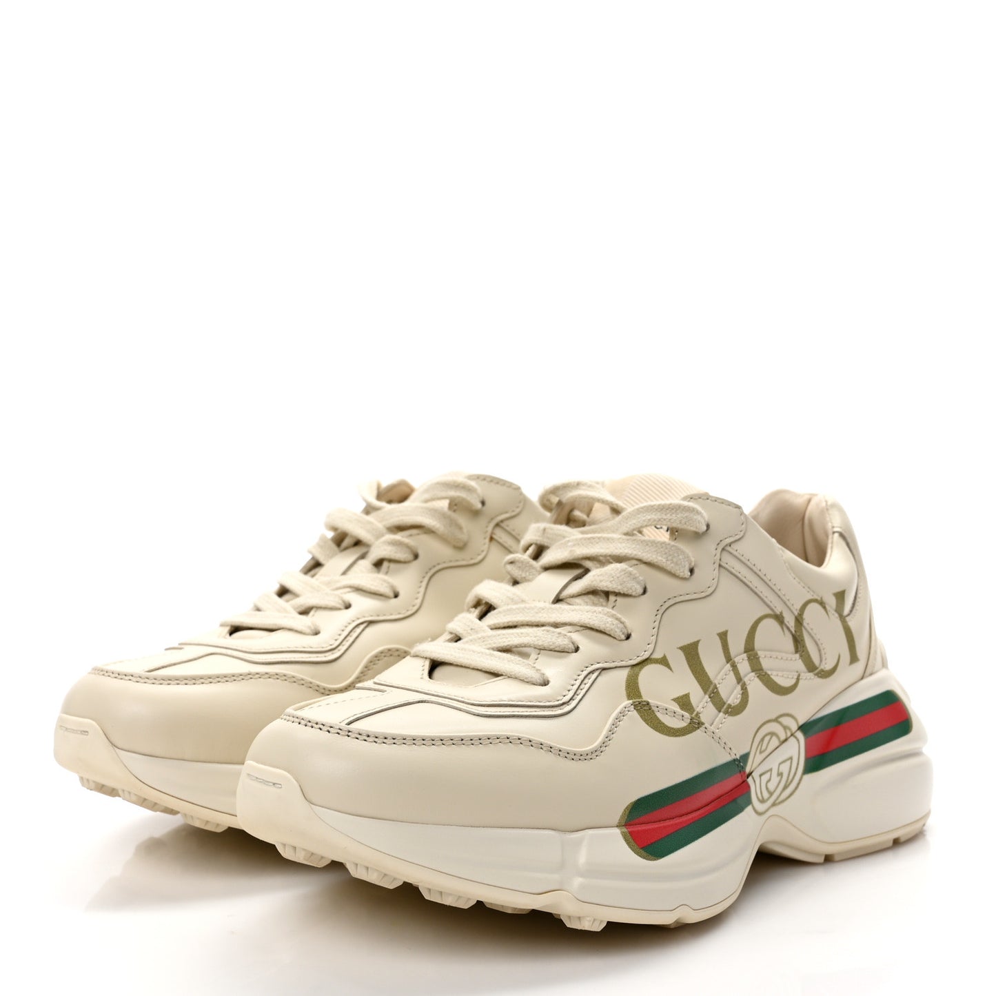 Calfskin Logo Womens Rhyton Sneakers 37.5 Ivory