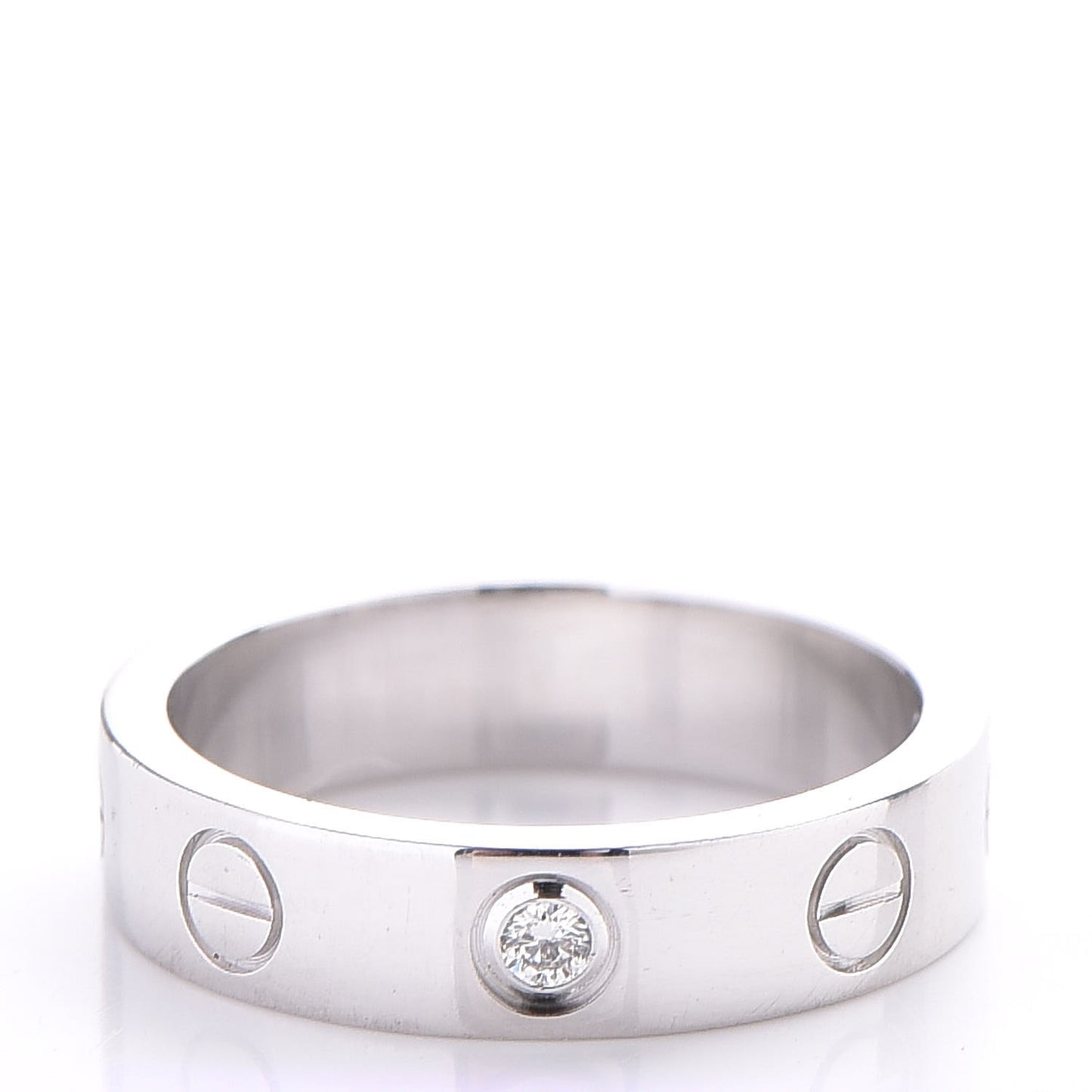 18K White Gold Diamond 4mm LOVE Wedding Band Ring 46 3.75