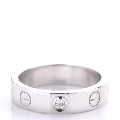 Cartier 18K White Gold Diamond 4mm LOVE Wedding Band Ring 46 3.75 1 of 5