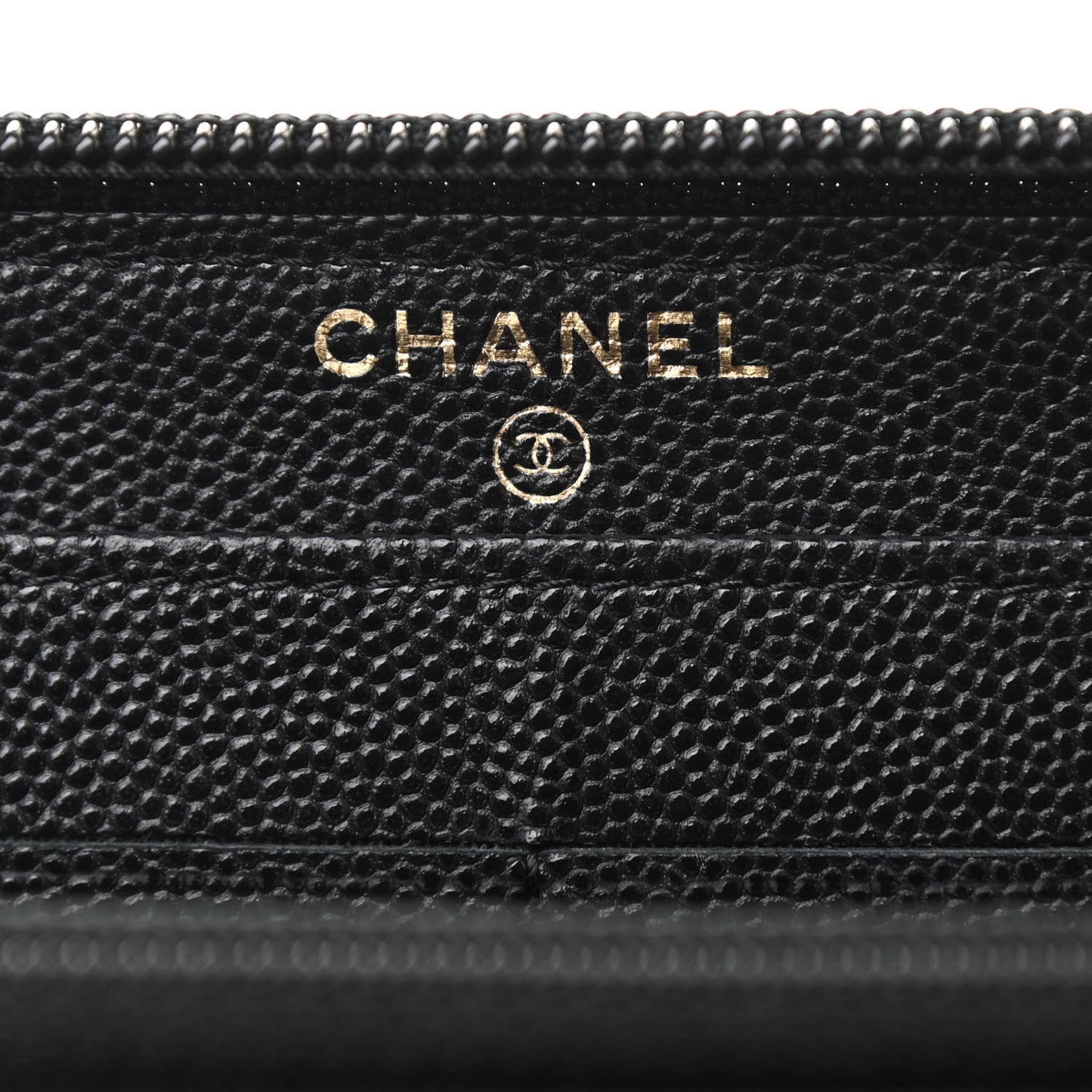 Caviar Timeless CC Large Stitched Gusset Zip Around Wallet Black