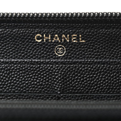 Chanel Caviar Timeless CC Large Stitched Gusset Zip Around Wallet Black 6 of 8