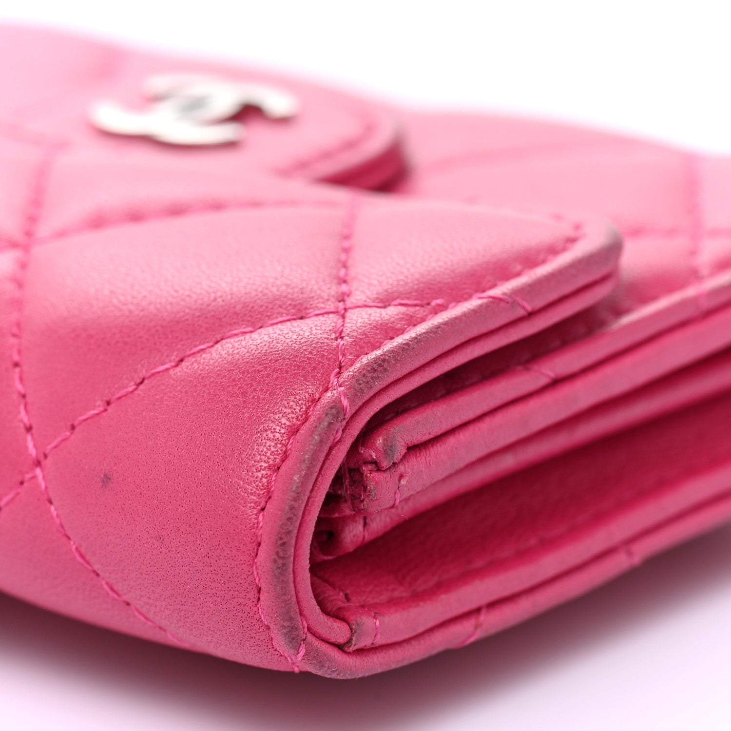 Chanel Lambskin Quilted Flap Card Holder Wallet Pink 14 of 14