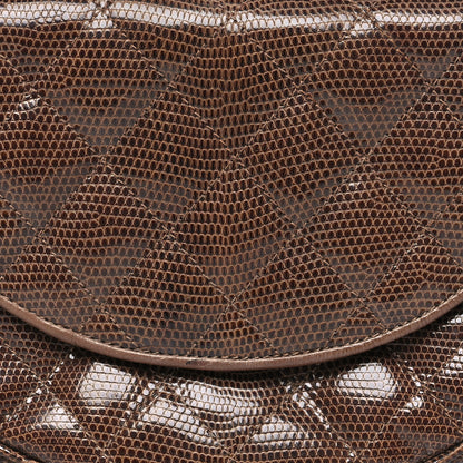 Chanel Lizard Quilted Rope Half Moon Clutch Dark Brown 8 of 11