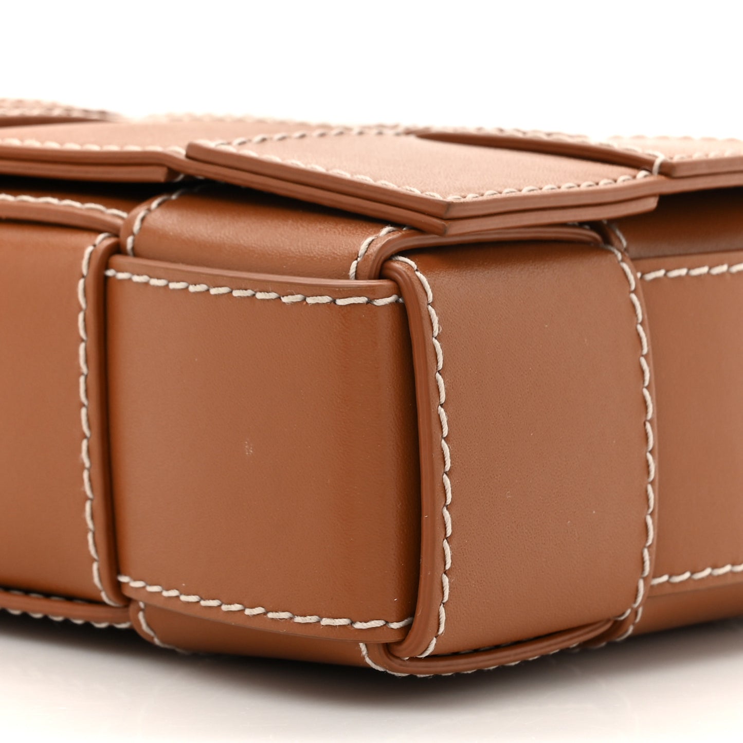 Lambskin Maxi Intrecciato Edge Stitch Cassette Crossbody Bag Wood