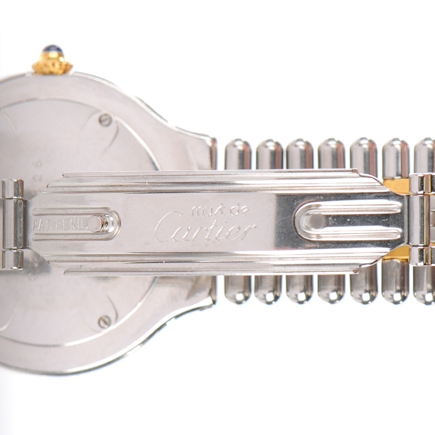 Cartier Stainless Steel 18K Yellow Gold 31mm Must De 21 Bullet Link Quartz Watch 7 of 8