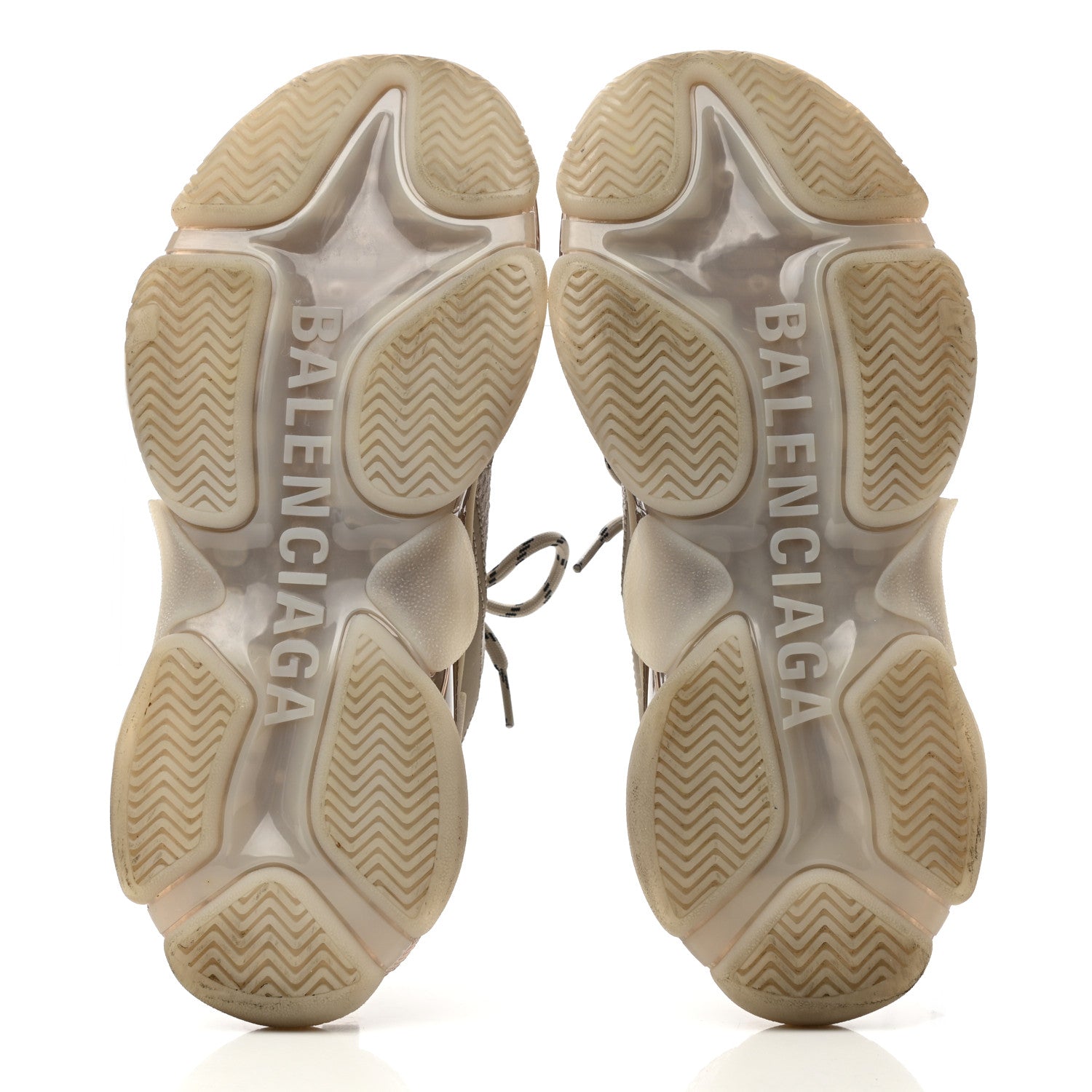 Balenciaga Fabric Mesh Clear Sole Womens Triple S Sneakers 39 Beige 6 of 12
