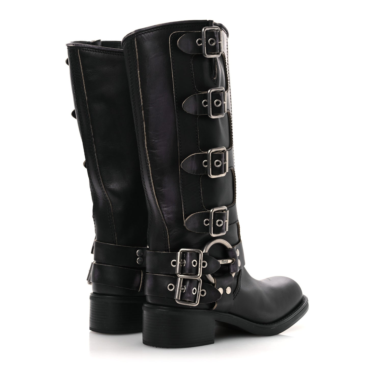 Calfskin Harness Boots 40 Black