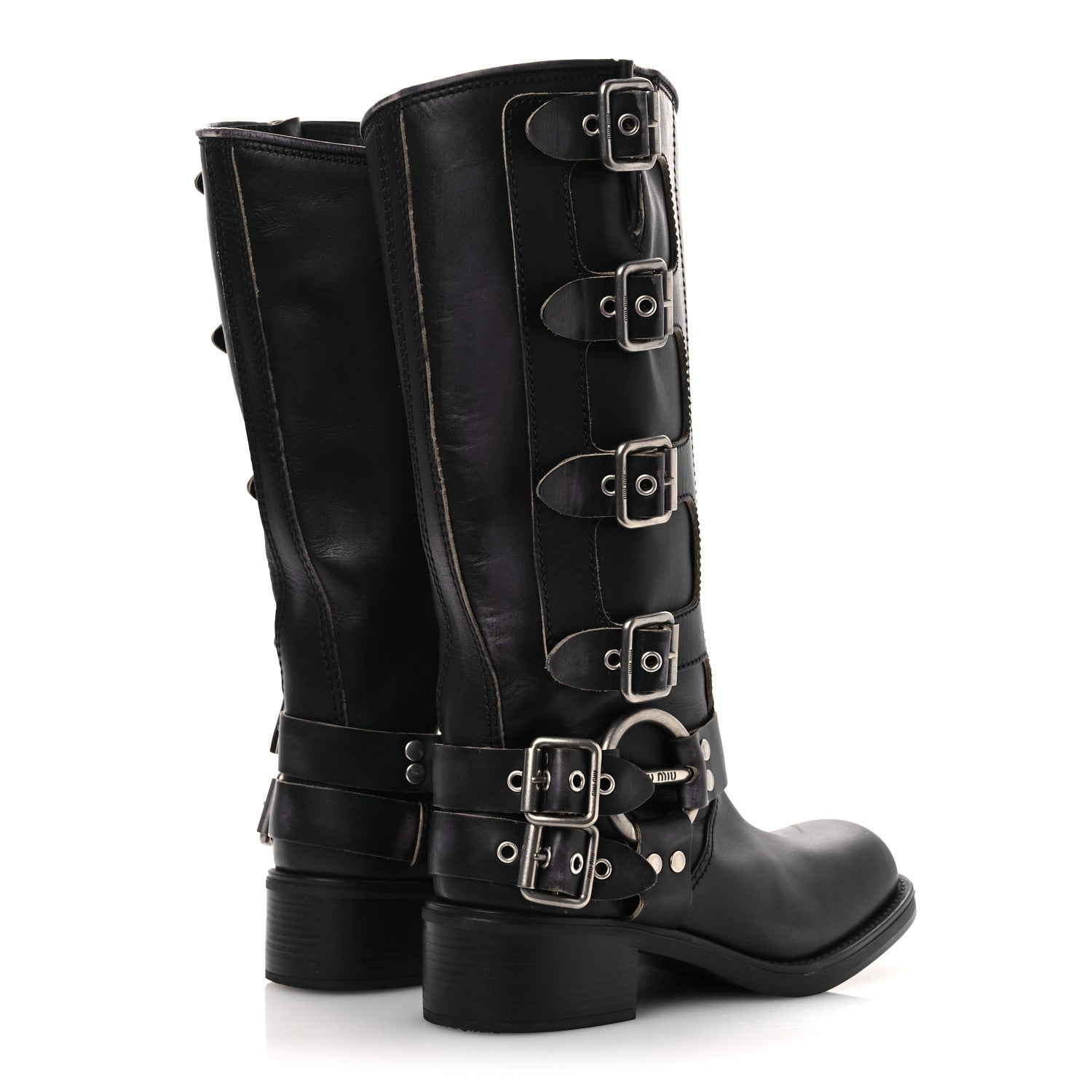 Miu Miu Calfskin Harness Boots 40 Black 5 of 13