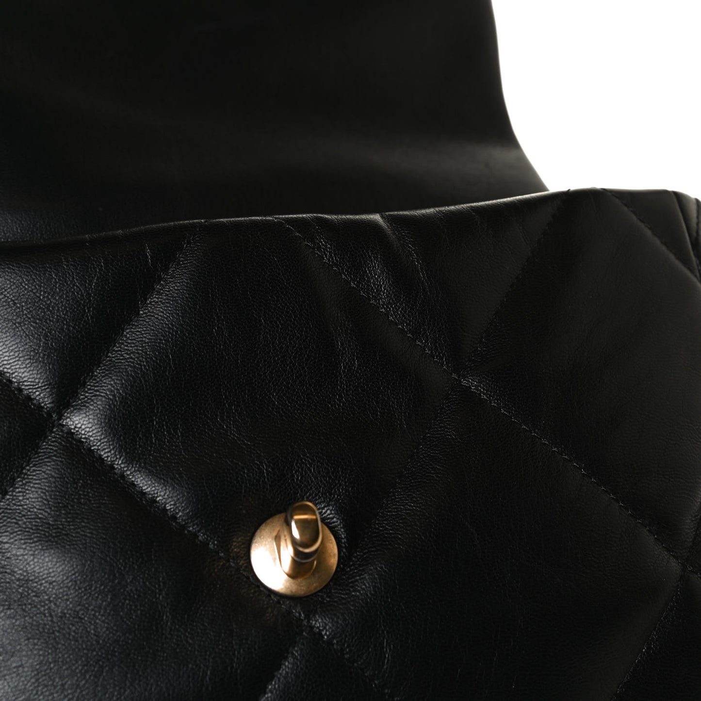 Shiny Goatskin Quilted Large Chanel 19 Flap Black