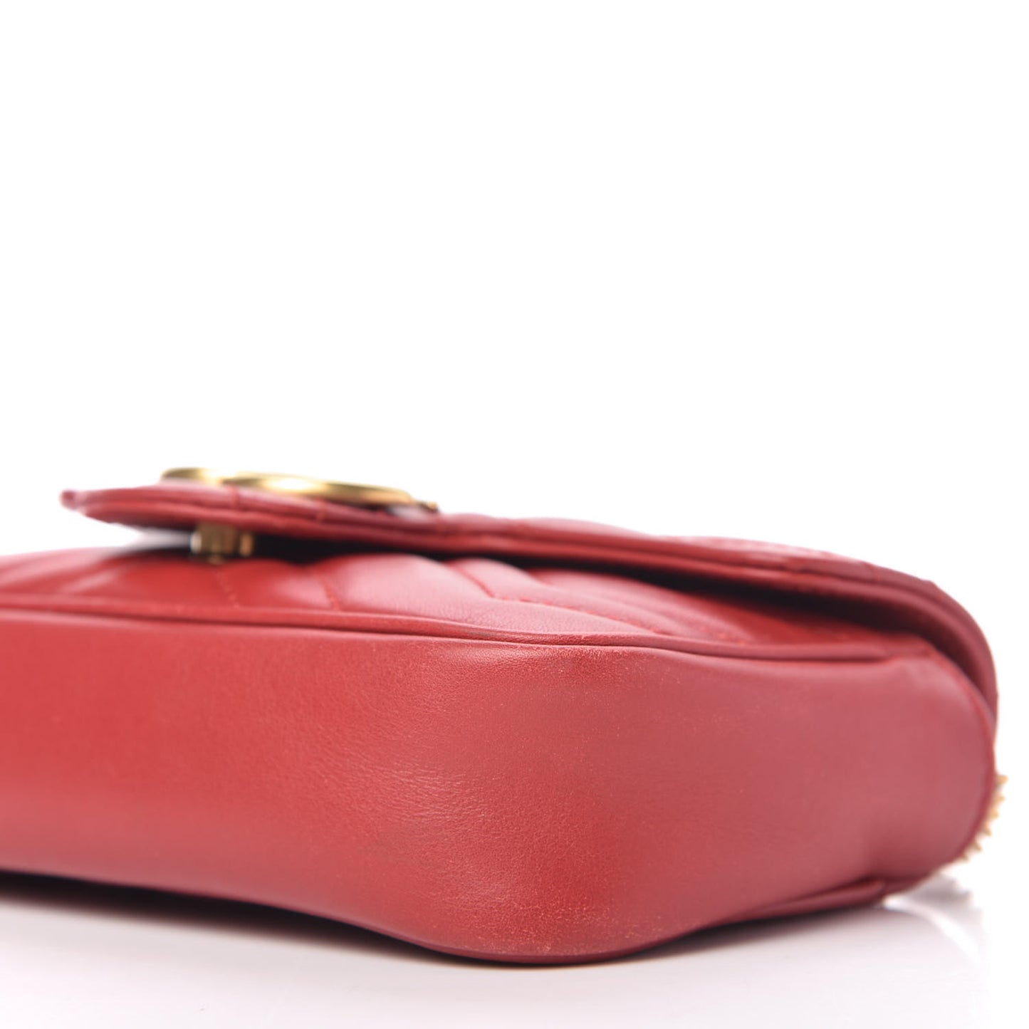Calfskin Matelasse Super Mini GG Marmont Shoulder Bag Hibiscus Red