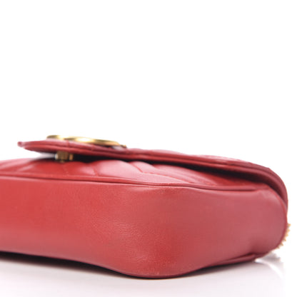 Gucci Calfskin Matelasse Super Mini GG Marmont Shoulder Bag Hibiscus Red 7 of 10