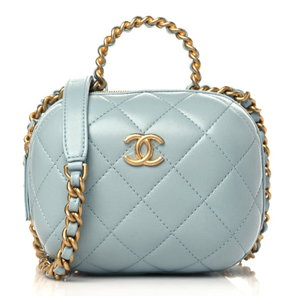 Chanel Lambskin Quilted Small CC Bubble Vanity Case Light Blue 1 of 9