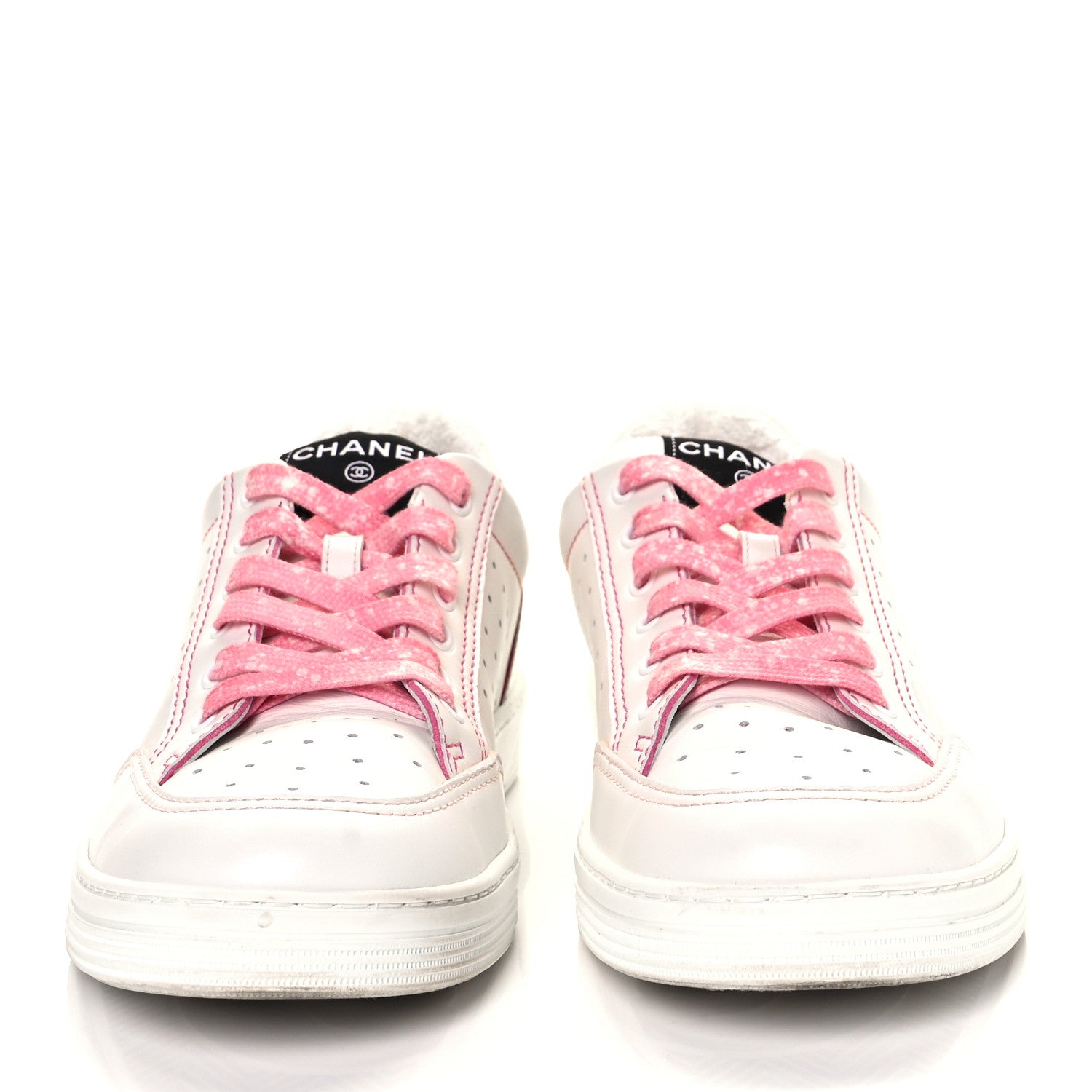 Chanel Calfskin Womens Logo Sneakers 41 White Pink 2 of 9