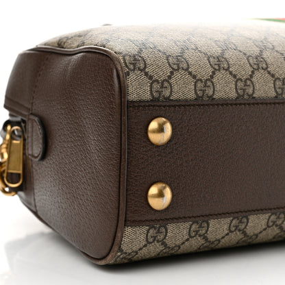 Gucci GG Supreme Monogram Textured Dollar Calfskin Web Medium Ophidia Top Handle Duffle Bag Beige Ebony New Acero 9 of 15