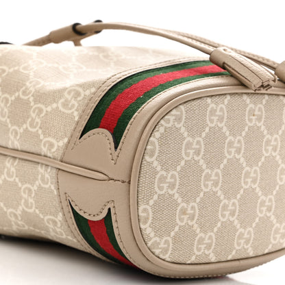 Gucci GG Supreme Monogram Textured Calfskin Web Mini Ophidia Bucket Bag Beige Mystic White Oatmeal 8 of 11