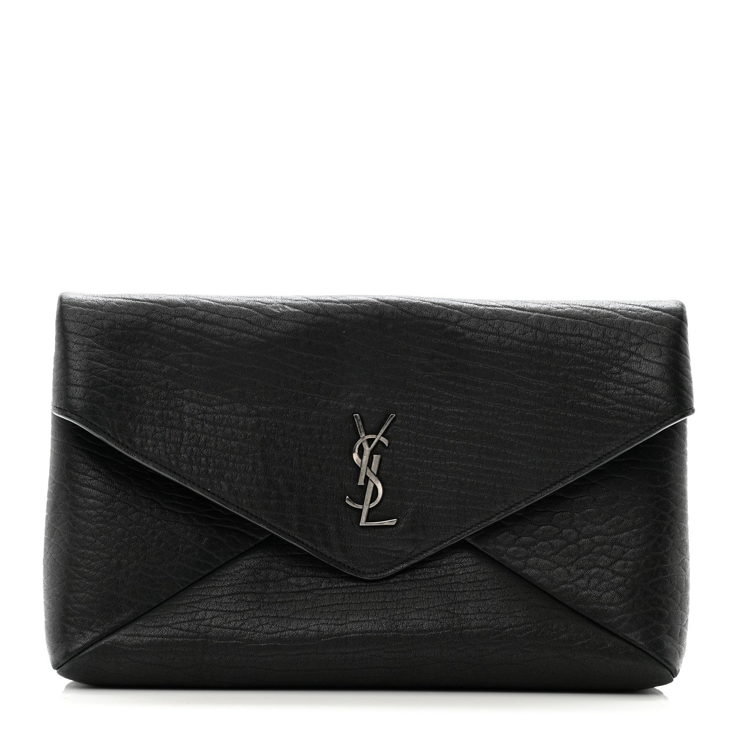 Saint Laurent Grained Lambskin Small Cassandre Envelope Pouch Black 1 of 8