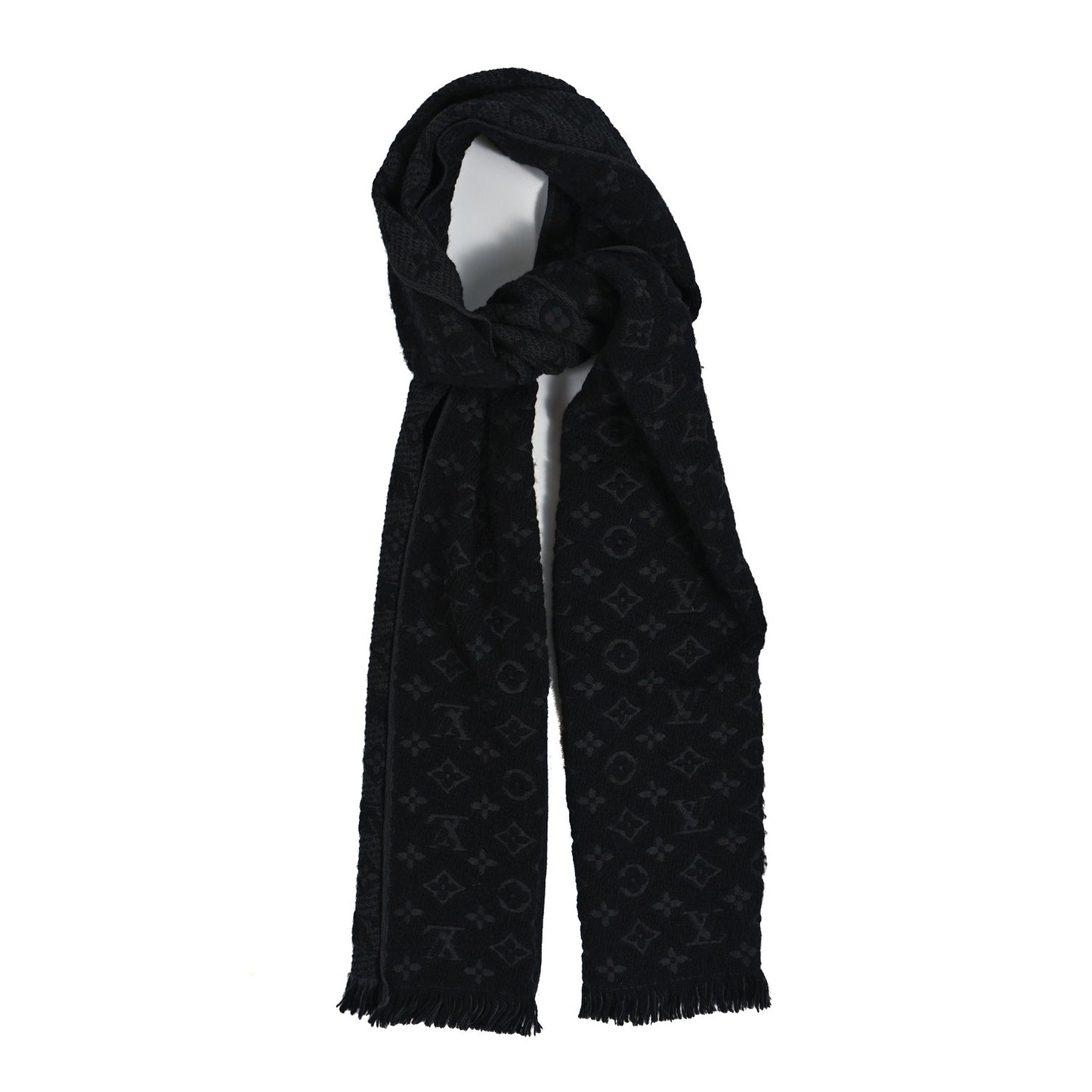 Wool Monogram Classic Scarf Black