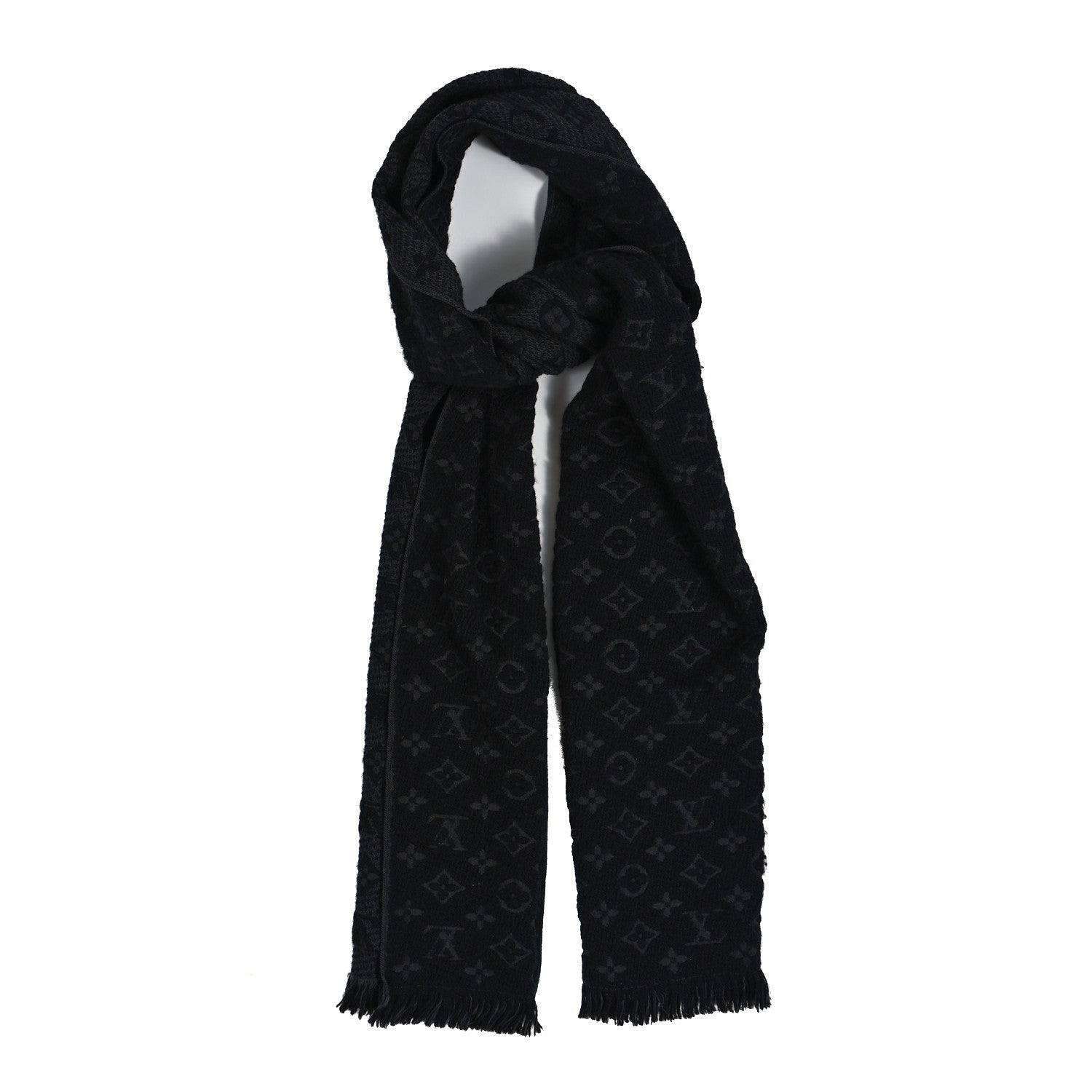 Louis Vuitton Wool Monogram Classic Scarf Black 1 of 3