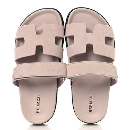 Hermes Suede Goatskin Womens Chypre Sandals 36 Rose Porcelaine 2 of 9