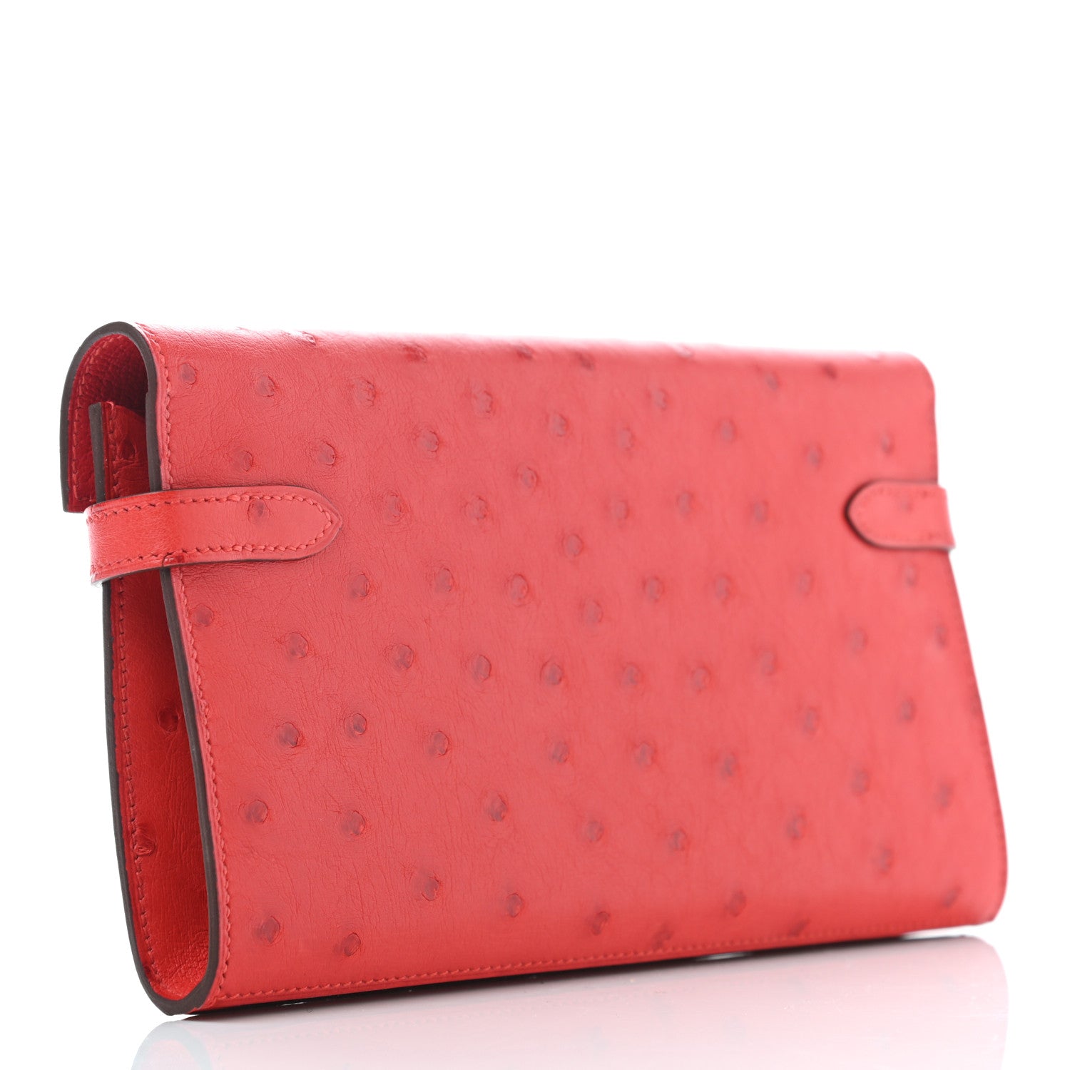 Hermes Ostrich Kelly Longue Wallet Rouge Vif 3 of 6