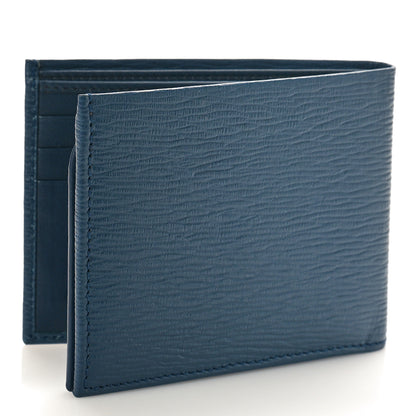 Salvatore Ferragamo Stamped Calfskin Gancini Revival Bi-Fold Wallet Blue 3 of 8