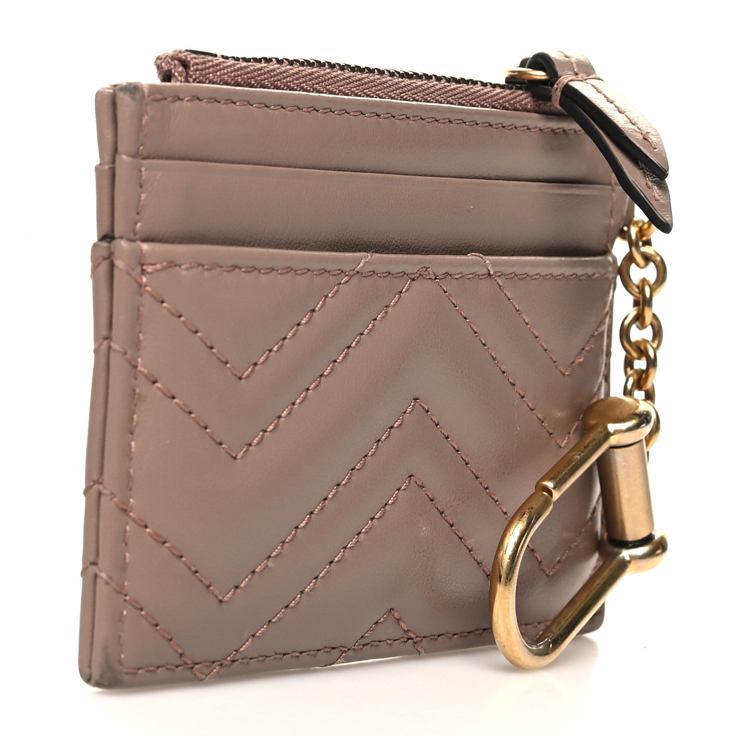 Gucci Calfskin Matelasse GG Marmont Key Case Card Holder Porcelain Rose 3 of 10